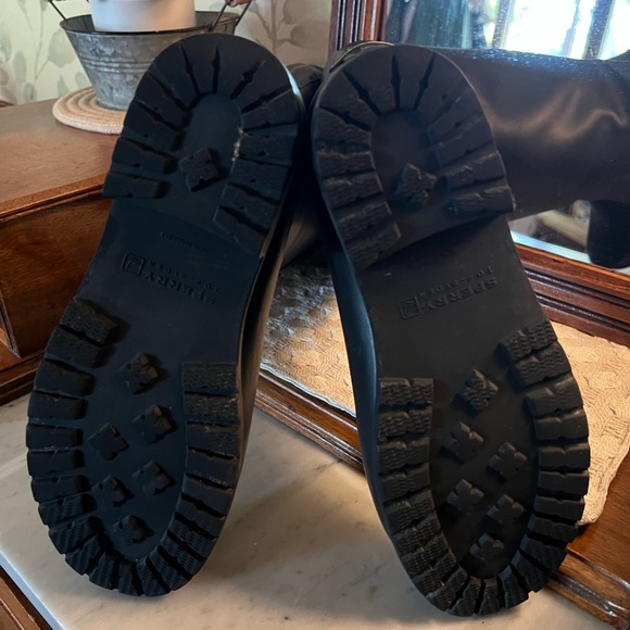 SPERRY Top-Sider Classic Pelican lll‎ Waterproof Rain Boots Black Gold Wms Sz 10 - Picture 6 of 7